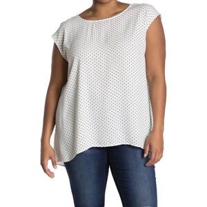 Halogen White/Black Polka Dot Sleeveless Blouse Nordstrom Plus Loose Fit Size 3X